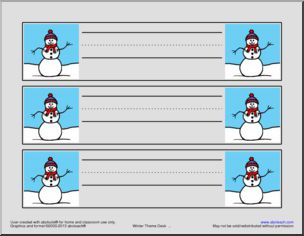 Desk Tags: Winter Theme – Snowman