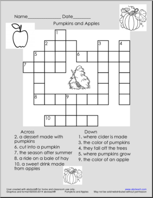 Crossword: Pumpkins and Apples (elem)