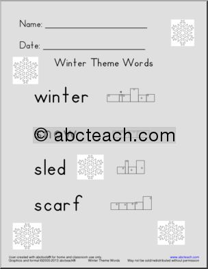 Word Shape: Winter Theme Words (ZB-Style Font)