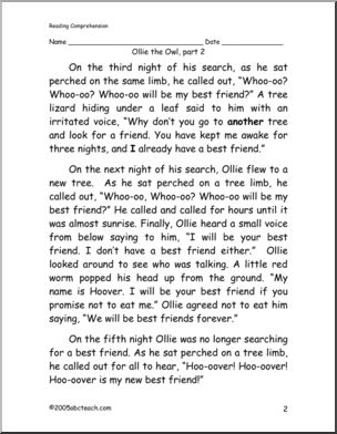 Ollie Owl (primary/ elementary) Fiction I abcteach.com