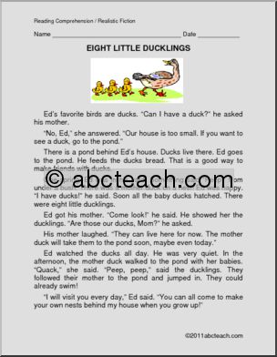 Fiction: Eight Little Ducklings (primary)