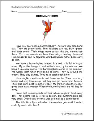 Fiction: Hummingbirds (primary/elem)