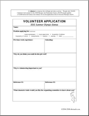 Writing Prompt: Application – 2012 Olympics Volunteer