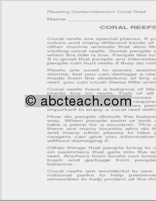 Comprehension: Coral Reefs and People (elem)