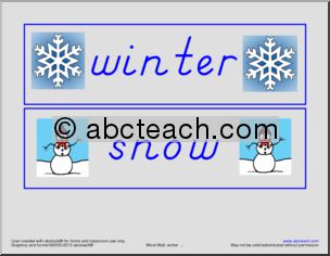 Word Wall: Winter Theme Words (DN-Style Font)
