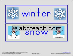 Word Wall: Winter Theme Words (ZB-Style Font)