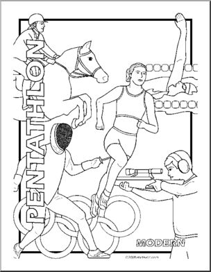 Coloring Page: Summer Olympics –  Modern Pentathlon