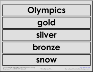 Word Wall: Olympics: Sports (primary)