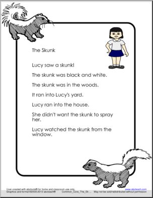 Common Core: Reading: The Skunk (K-1)
