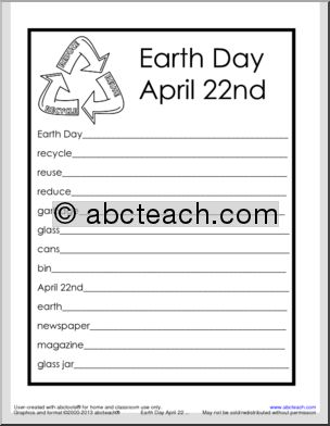 Earth Day: Word List