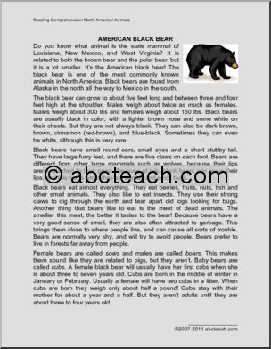 Comprehension: Black Bears (elem)