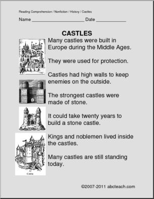 Comprehension: Medieval Castles (primary)