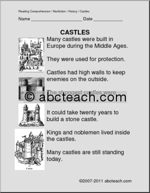 Comprehension: Medieval Castles (primary)