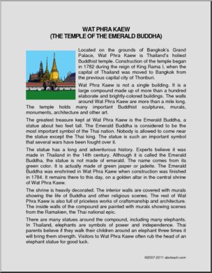 Comprehension: World Landmark – Wat Phra Kaew (elem/upper elem)