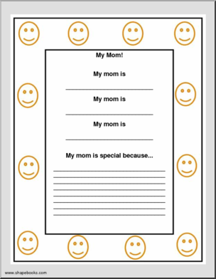Writing Paper: Happy Face Mom is Special (primary)