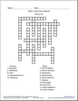 Crossword: State Capitals 4