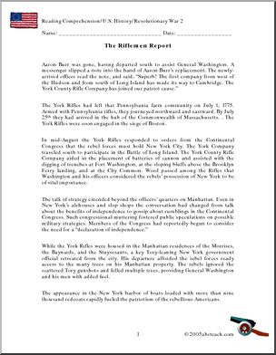 Comprehension: Revolutionary War 2 — The Rifleman Report (upper elem/middle)