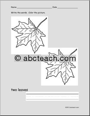 Write and Color “two leaves” (ESL)