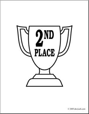 Clip Art: Trophy: Second Place (coloring page)