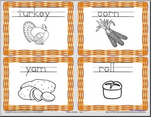 Thanksgiving: Handwriting and Spelling Flashcards