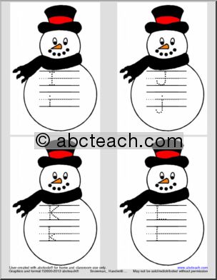 Handwriting: Aa-Zz Snowmen Theme (manuscript)