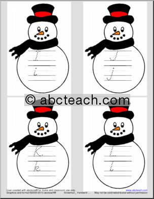 Handwriting: Aa-Zz Snowmen Theme (DNfont-manuscript)