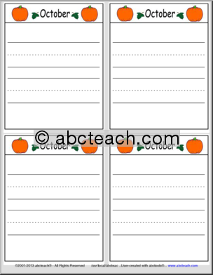 Note Pad: October Pumpkins with Primary Lines