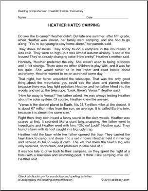Fiction: Heather Hates Camping (elem/upper elem)