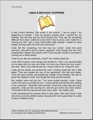 Fiction: Linda’s Birthday Surprise (elem/ upper elem)