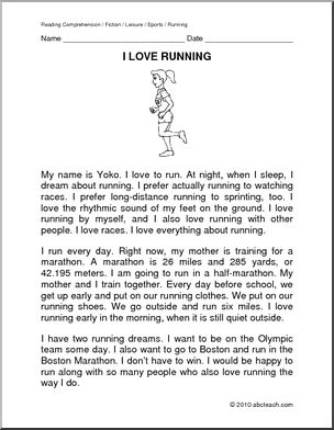 Fiction:  I Love Running (primary/elem)