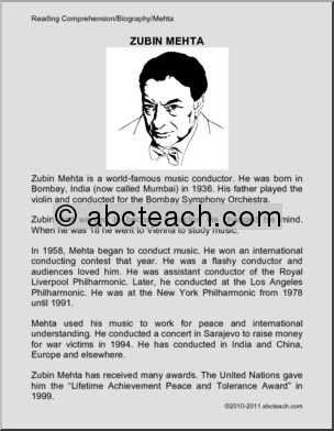 Biography: Zubin Mehta (primary/elem)