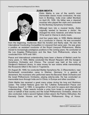 Biography: Zubin Mehta (upper elem/middle)