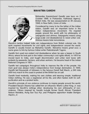 Biography: Mahatma Gandhi (upper elem/middle)