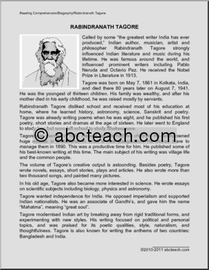 Biography: Rabindranath Tagore (upper elem/middle)