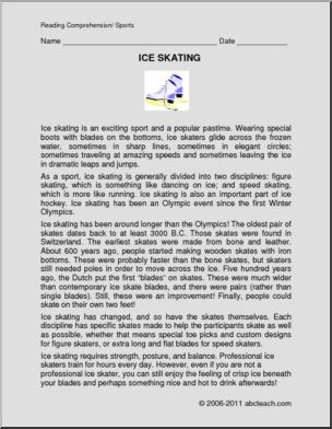 Comprehension: Ice Skating (elem)