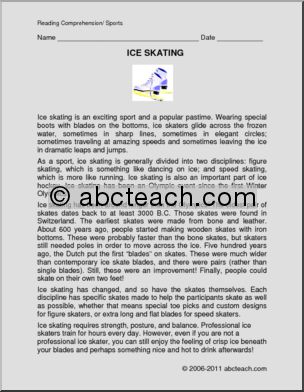 Comprehension: Ice Skating (elem)