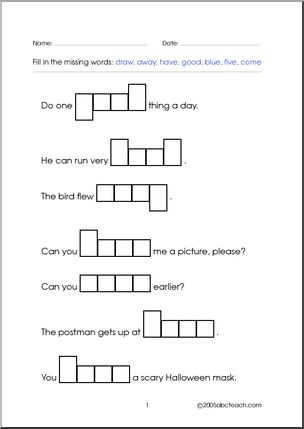 Word Shapes – 4 letter words (set 10) Worksheet