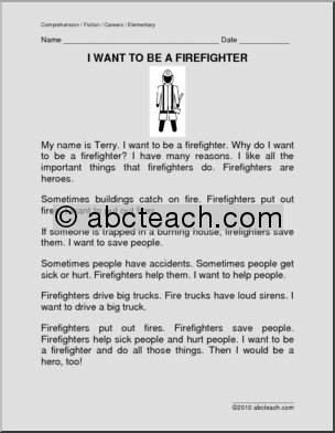 Fiction: I Want to Be a Firefighter (primary)