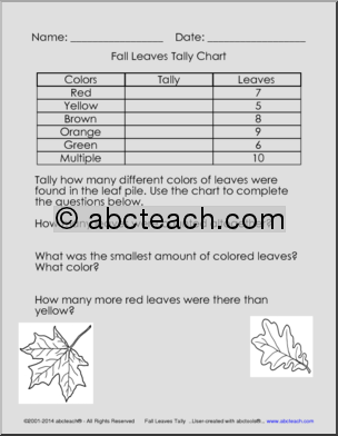 Fall Leaves Tally Chart