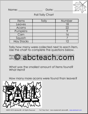 Tally Chart – Fall Theme Clip Art