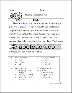 Comprehension: Fish (primary)