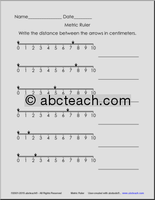 Metric Ruler (grades 3-5) Measurement
