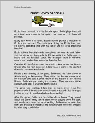 Fiction: Eddie Loves Baseball (elem/upper elem)