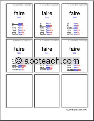 French: Jeu des Sept Familles : verbe Â´faireÂª au subjonctif