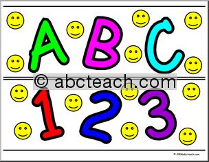 Bulletin Board Trim: ABC &123 & Happy Face  (large)