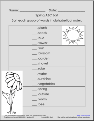 ABC Sort: Spring Vocabulary (upper elem)