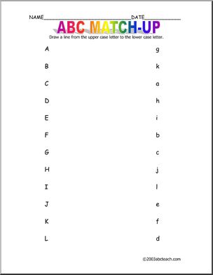 Worksheet: Matching Upper-Case and Lower-Case Letters