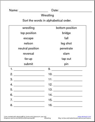 Wrestling Terminology ABC Order