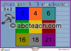 Interactive: Notebook: Math: Animal Trackers: Multiplication Facts 1-3 (elem)