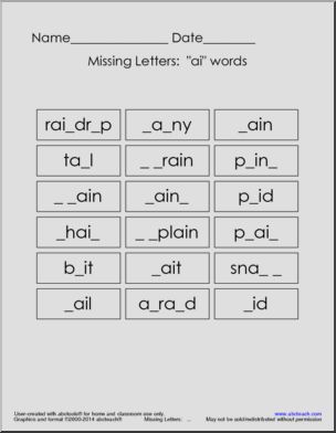 Spelling List: ‘ai’ words (upper elem) – Abcteach